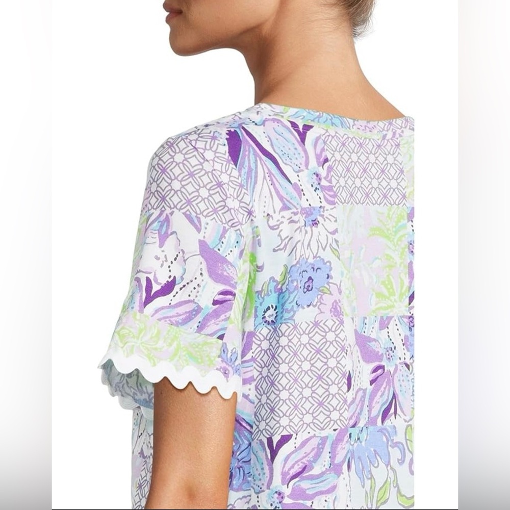 Lilly Pulitzer The Cody Mini Dress Purple Floral Print 100% Cotton NWT XL - Picture 4 of 13